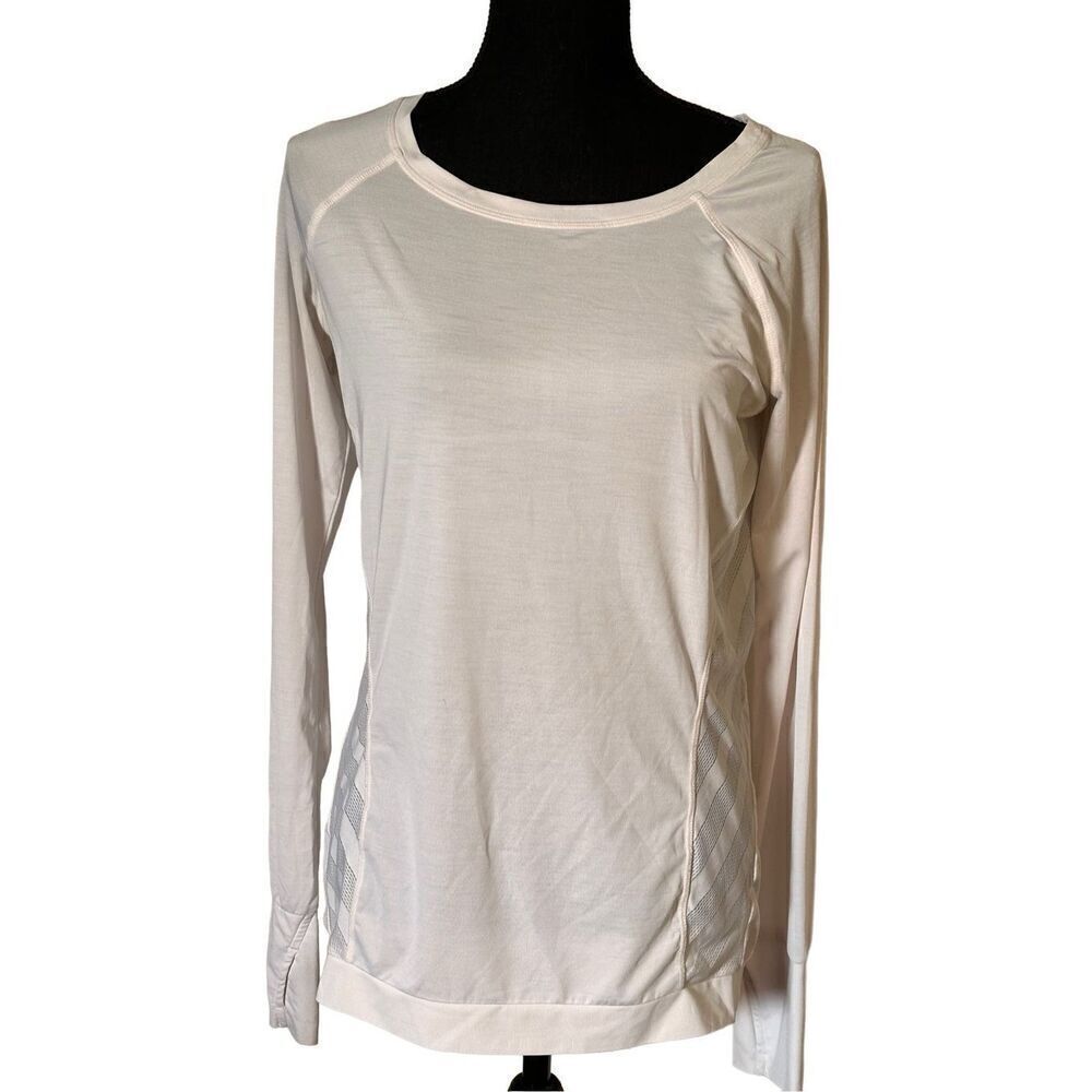 Athleta Kettlebella Back Mesh White Chevron Top Size Small